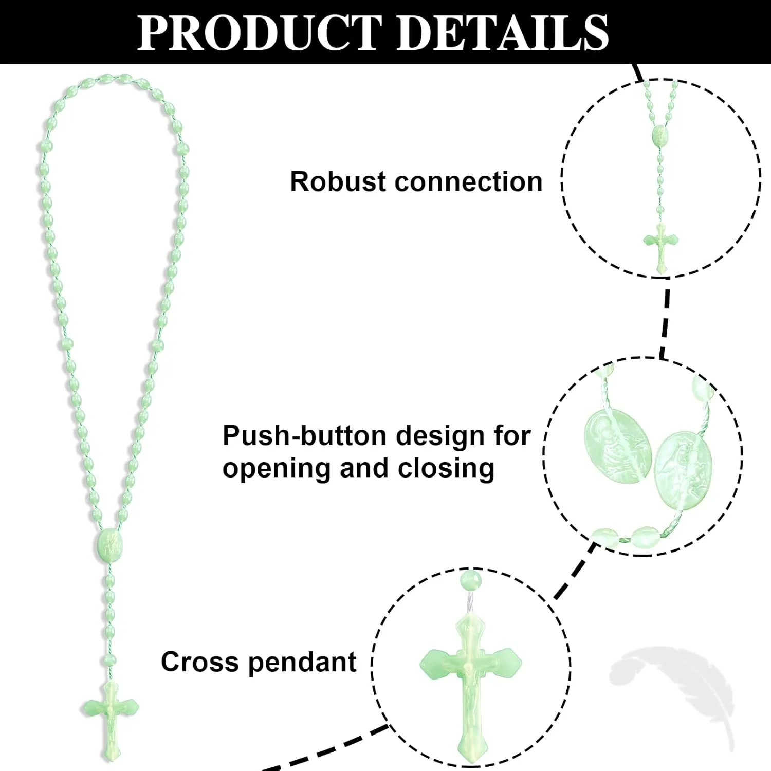 100 Pcs Plastic Rosary Bulk, 17 Inch Plastic Rosary, Church Prayer Plastic Rosary Beads Catholic Necklace Easter Gifts