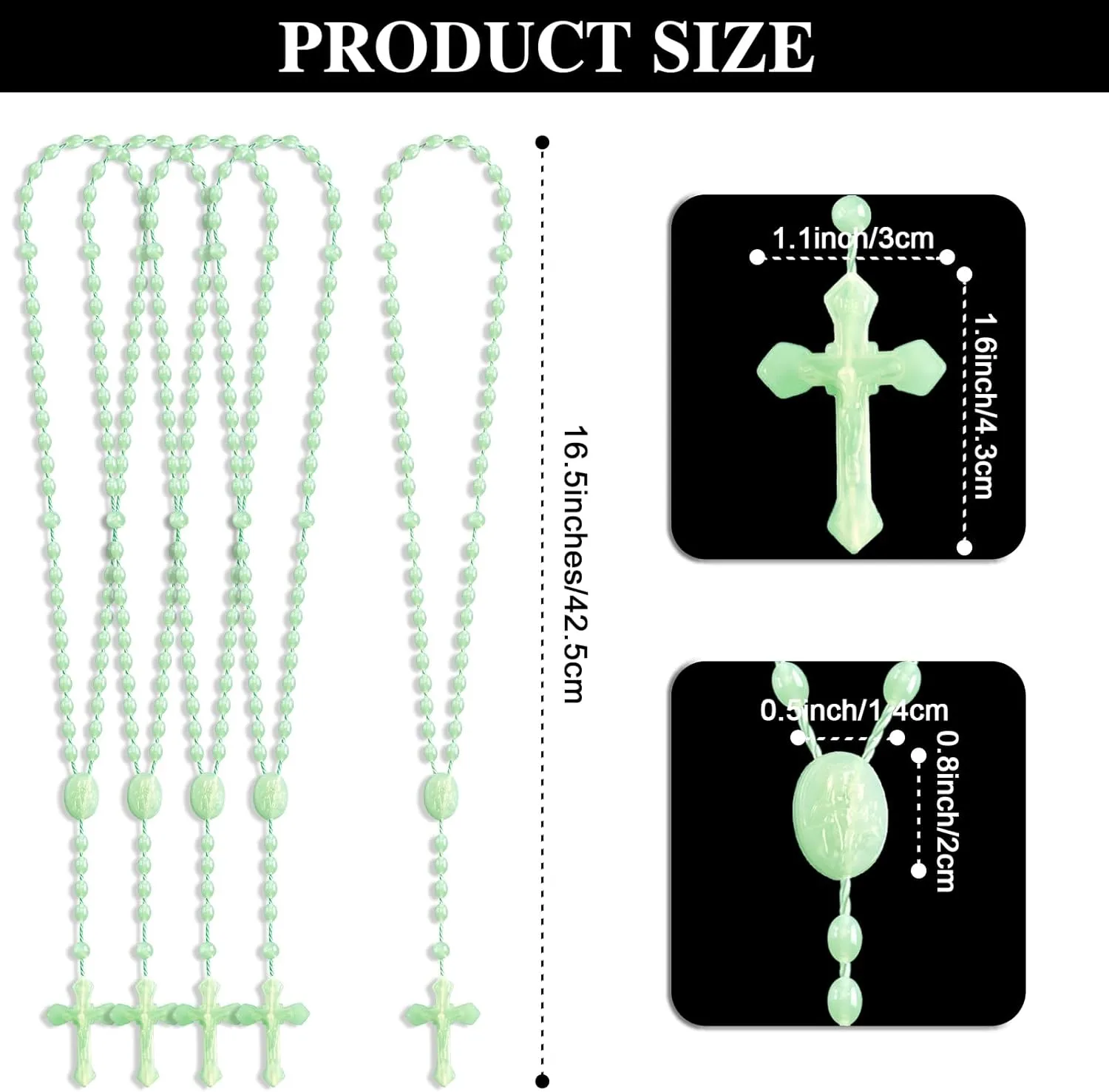 100 Pcs Plastic Rosary Bulk, 17 Inch Plastic Rosary, Church Prayer Plastic Rosary Beads Catholic Necklace Easter Gifts