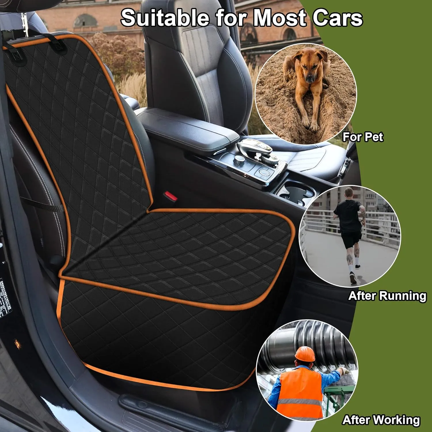 2 Packs Car Front Seat Cover for Dogs, Waterproof Pet Car Seat Protector, Nonslip Scratch-Proof Dog Seat Cover for Cars, Trucks & SUVs
