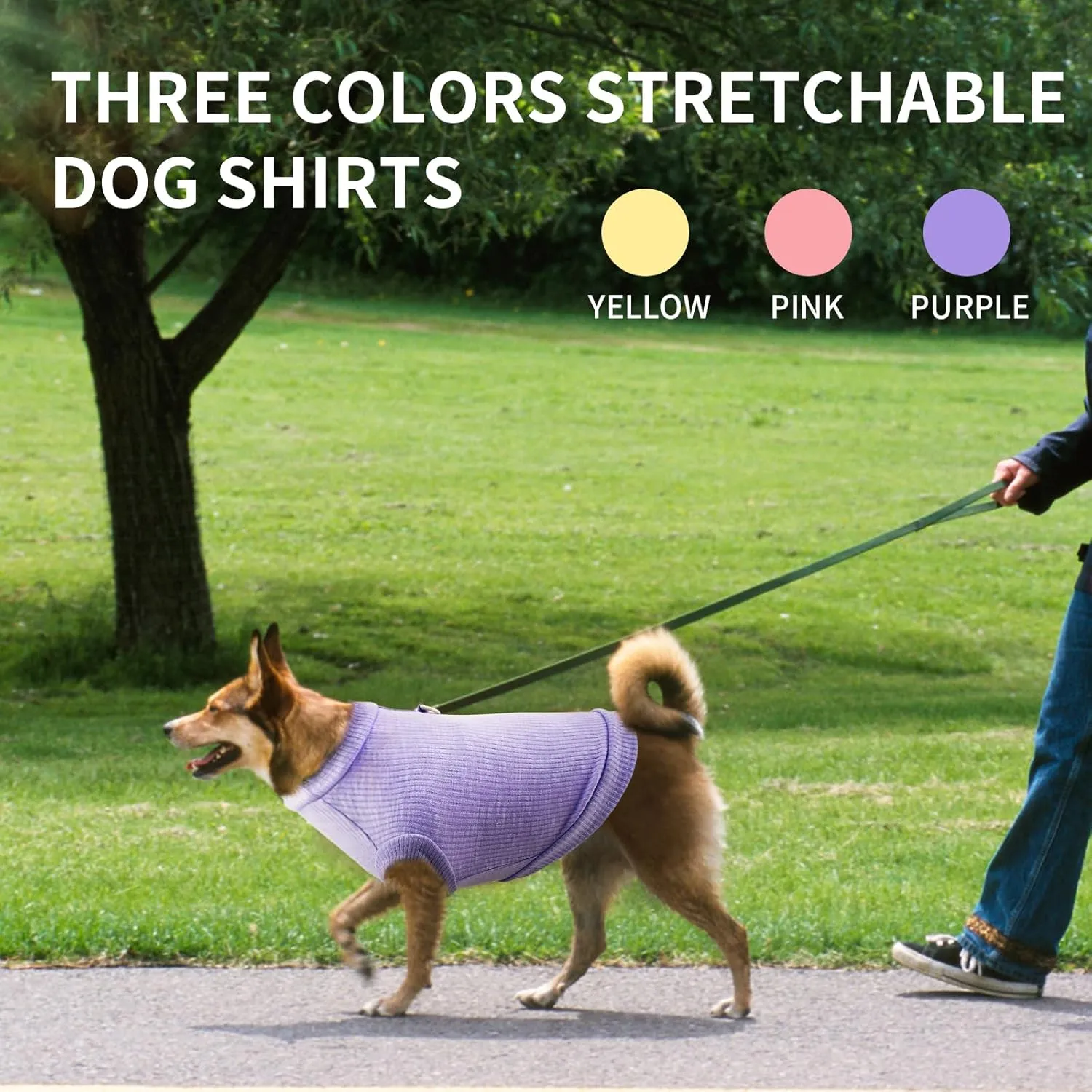 3Packs Dog Cotton T-Shirt Dog Summer Short Sleeves Puppy Shirts Breathable Pet Vest Clothes with D-Ring for Small Medium Large Dogs Cats Kittens (Yellow Purple Pink) XL