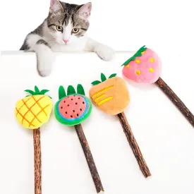 4Pack Natural Fruit Silvervine Catnip Sticks  Cat Toys for Indoor Cats & Kittens, Chew Toys, Teething Toys, Dental Chews, Cat Toy Stick, Kitten Essentials, Birthday Gift
