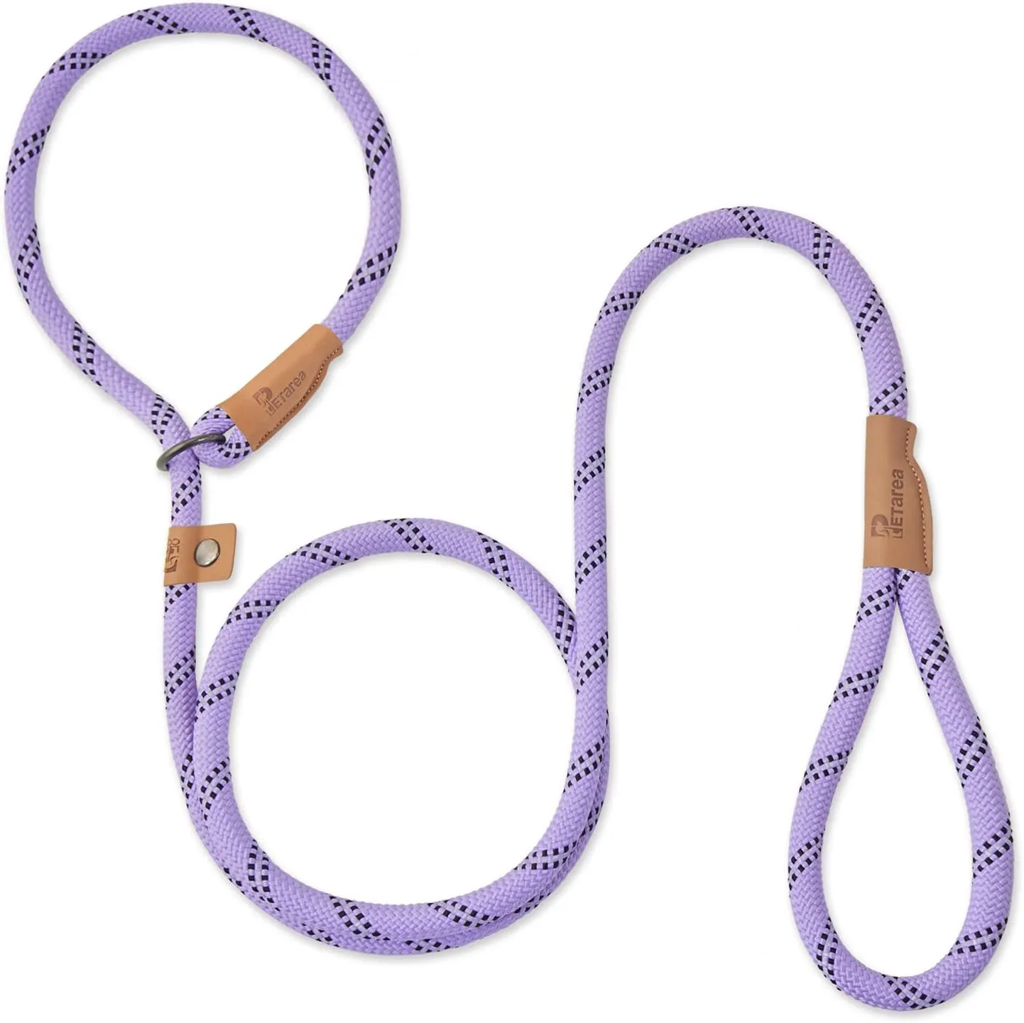 5 FT Slip Lead Dog Leash, Heavy Duty Rope Leash for Small Medium Large Dogs, No Pull Training Lead with Reflective Thread, Strong Comfortable Loop Leash (Lavender Stripe, Large(1/2"))