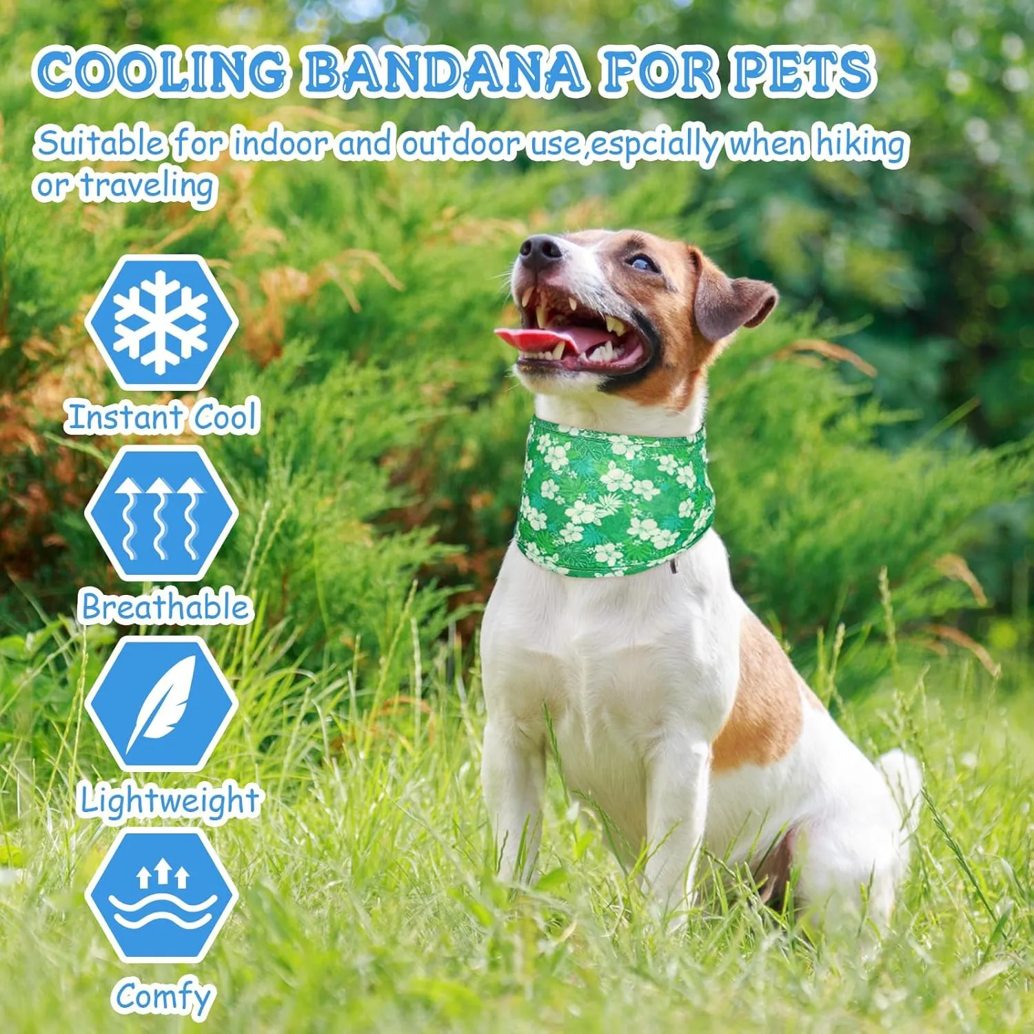 5 Pcs Dog Cooling Bandanas Instant Cooling Neck Wraps Breathable Ice Scarf Pet Basic Collar for Small to Large Dog Hunting Training Hiking Camping Accessories for Summer(M Size)