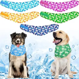 5 Pcs Dog Cooling Bandanas Instant Cooling Neck Wraps Breathable Ice Scarf Pet Basic Collar for Small to Large Dog Hunting Training Hiking Camping Accessories for Summer(M Size)