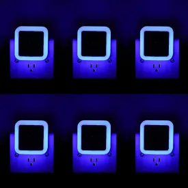 6 Pack Blue LED Night Light Plug in, Dusk to Dawn Sensor Automatic On and Off, Energy Efficient, Soft Glow Kids, Nursery, Bedroom, Bathroom, Hallway, Stairs, Kitchen