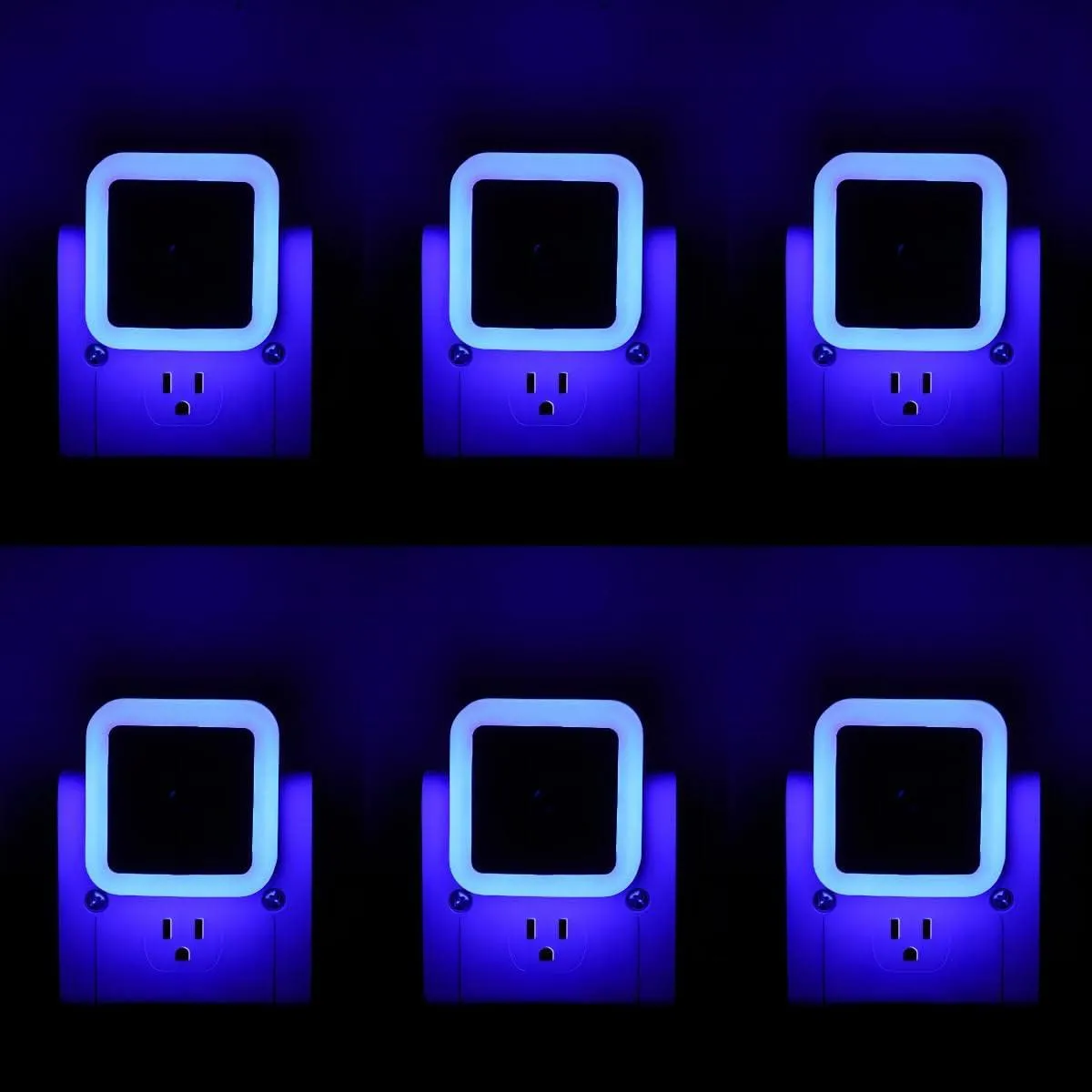 6 Pack Blue LED Night Light Plug in, Dusk to Dawn Sensor Automatic On and Off, Energy Efficient, Soft Glow Kids, Nursery, Bedroom, Bathroom, Hallway, Stairs, Kitchen