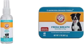 Arm & Hammer Dental Care Bundle for Dogs: Fresh Breath Dental Spray in Mint Flavor, 4 Fl Oz and Fresh Breath Dental Mints in Chicken Flavor, 40 Count | Reduce Plaque & Freshen Breath