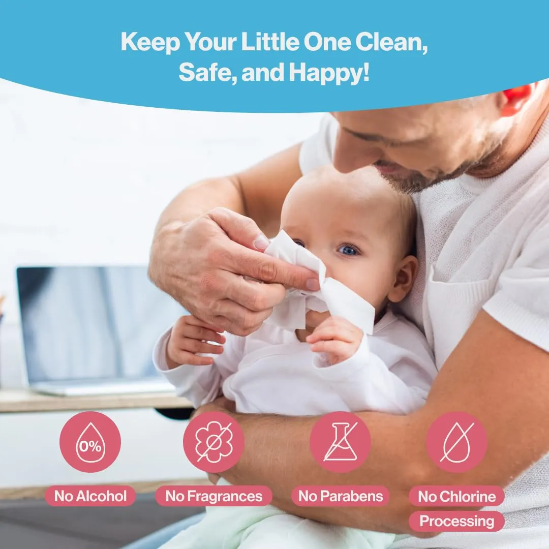 BabbleRoo Dry Wipes for Baby - 100% Plant-Based Cotton Wipes, Hypoallergenic, Fragrance-Free, Chemical-Free, Gentle for Sensitive Skin, Use Wet or Dry for Diaper Changes and Cleanups 1200 Wipes