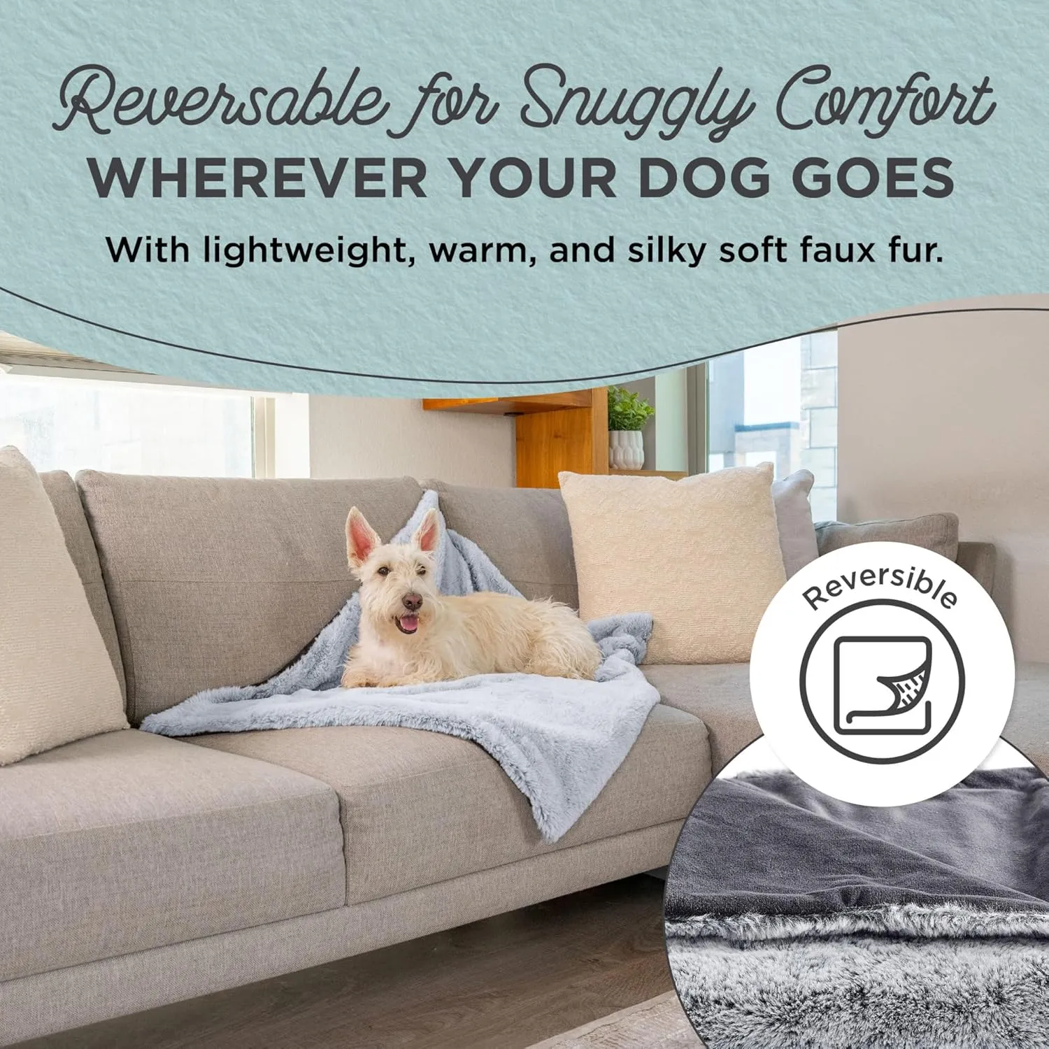 Best Friends by Sheri Reversible SnuggleSoft Calming Dog Blanket  Ultra Soft Faux Fur Pet Throw, Anxiety-Relief, Lightweight Warm Bed Cover for Dogs and Cats, Machine Washable, Gray, 30" x 40"