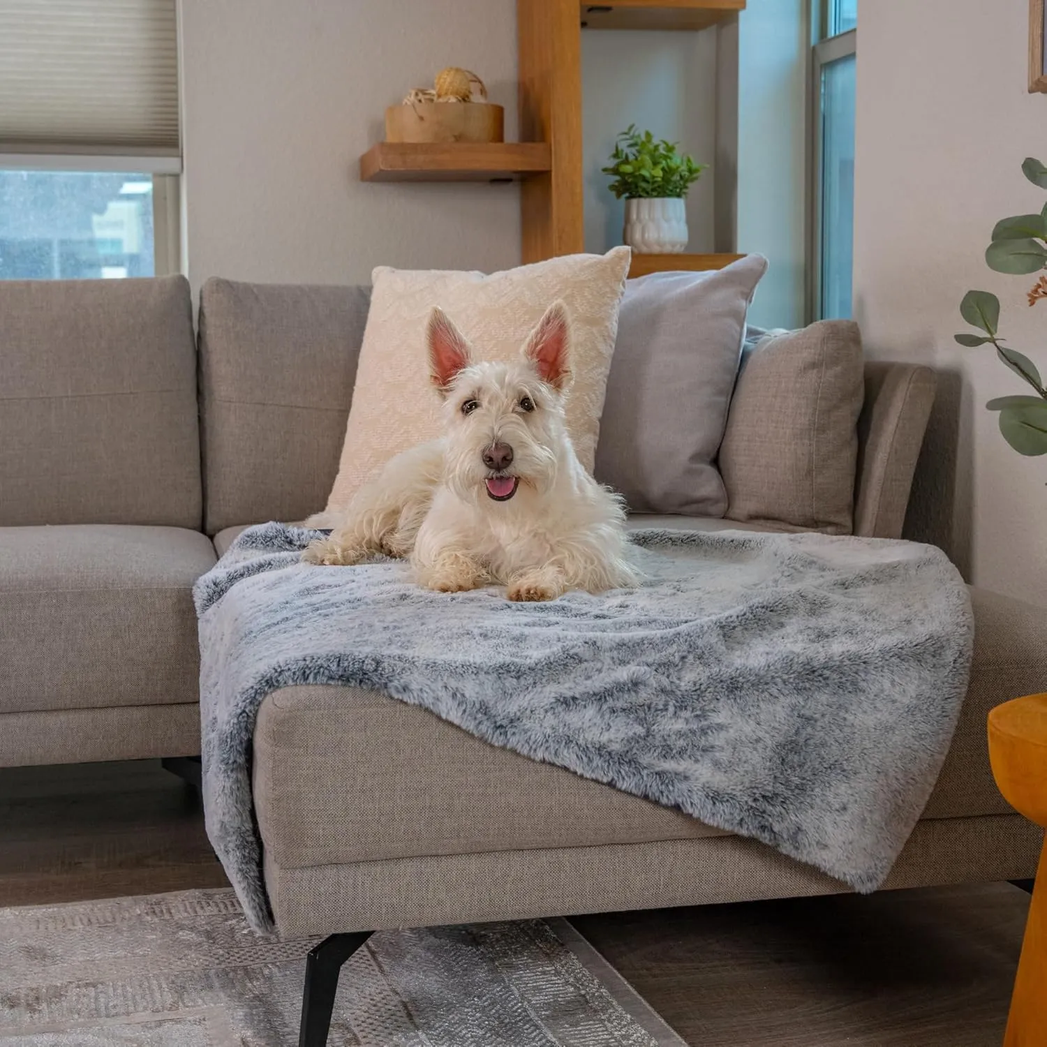 Best Friends by Sheri Reversible SnuggleSoft Calming Dog Blanket  Ultra Soft Faux Fur Pet Throw, Anxiety-Relief, Lightweight Warm Bed Cover for Dogs and Cats, Machine Washable, Gray, 30" x 40"