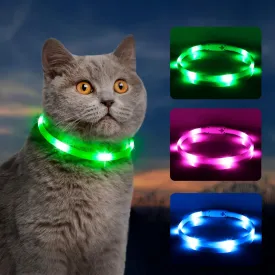 BSEEN Light Up Dog Collar for Small Dogs, Silicone LED Cat Collar Rechargeable Glowing Puppy Collar Dog Lights for Night Walking (Green-XS(40cm))