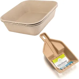 Bundle of Kitty Sift (6-Pack) Large Disposable Cat Litter Box   Kitty Sift FiberScoop Disposable Litter Scooper, Plastic-Free & Sustainable