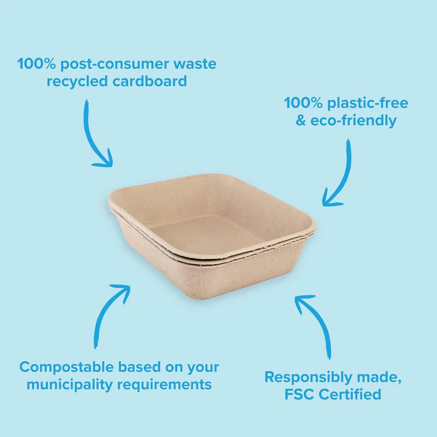 Bundle of Kitty Sift (6-Pack) Large Disposable Cat Litter Box   Kitty Sift FiberScoop Disposable Litter Scooper, Plastic-Free & Sustainable