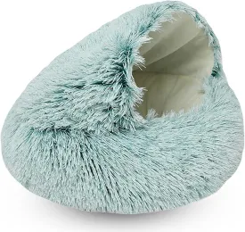 Cat Bed, Covered Cat Bed for Indoor Outdoor Cats Calming Down,Burrowing Cat Small Dog Bed with Large Hood for Anti Anxiety, Non-Slip Plush Faux Fur Nest with Ceiling Kitten Puppy