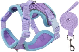 Cat Harness and Leash Set for Walking  Escape-Proof Reflective Vest for Cats and Small Dogs, Adjustable Soft Air Mesh with Pressure-Reducing Design, 4.92ft, L, Blue & Purple