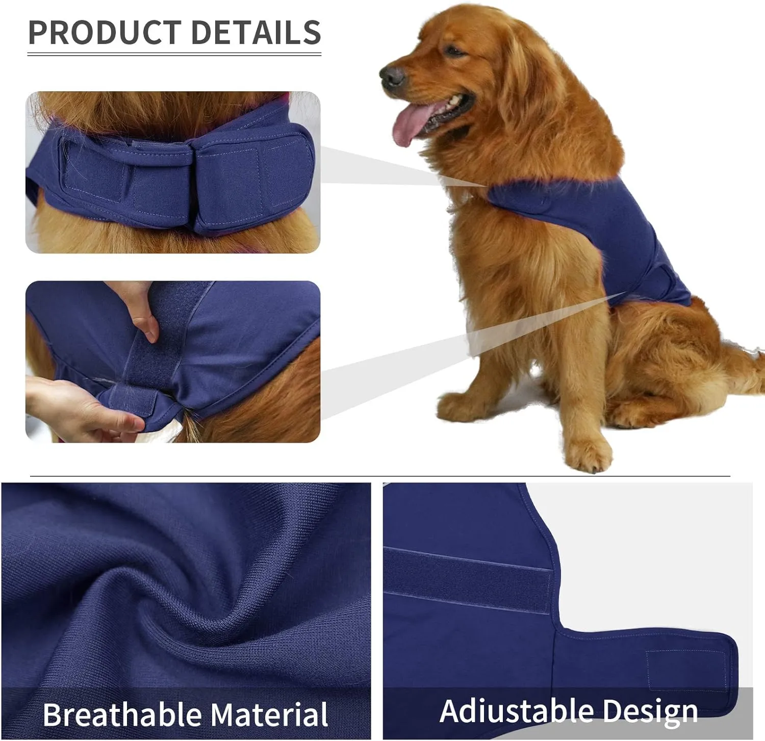 Comfort Dog Anxiety Relief Coat, Dog Anxiety Calming Vest Wrap for Thunderstorm,Travel,4th of July Fireworks,Vet Visits,Separation Anxiety Relief for Dogs (X-Small (Pack of 1), Navy)