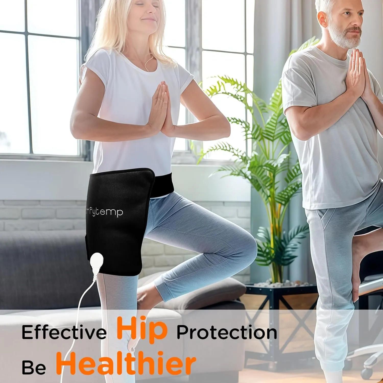 Comfytemp Hip Heating Pad for Hip/Sciatica Pain Relief,Hip Brace, Fathers Day Dad Gifts Birthday Gift for Women, Lower Back/Thigh/Buttock Electric Heat Pad, Hot Physical Therapy(S/M)