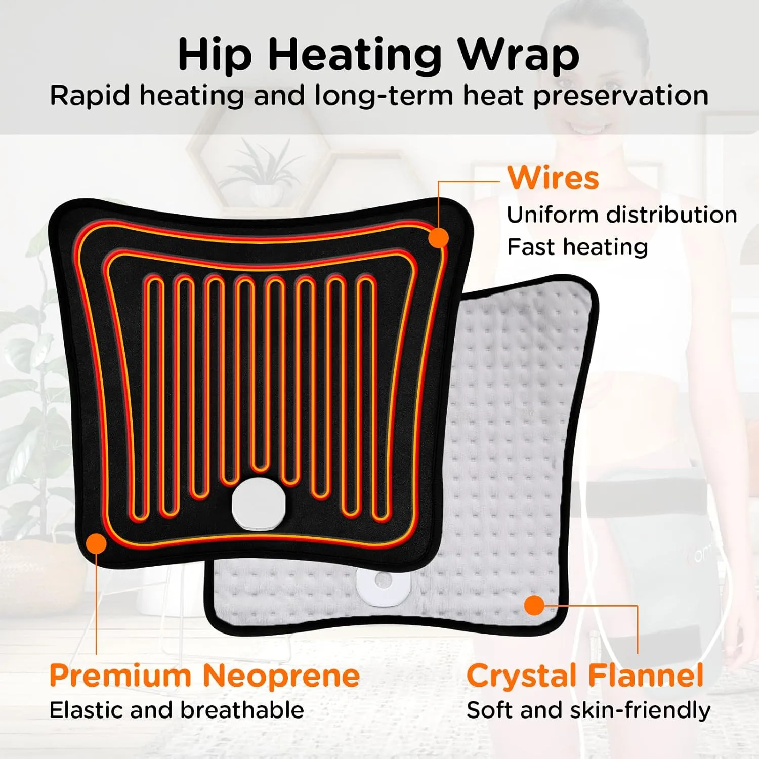Comfytemp Hip Heating Pad for Hip/Sciatica Pain Relief,Hip Brace, Fathers Day Dad Gifts Birthday Gift for Women, Lower Back/Thigh/Buttock Electric Heat Pad, Hot Physical Therapy(S/M)