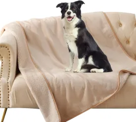 DaysU Waterproof Dog Blanket for Small Dogs - Soft Sherpa Fleece Reversible Pet Blanket, Cat Blanket Washable for Couch Protection, Warm Plush Dog Throw, 40"x50" Light Camel