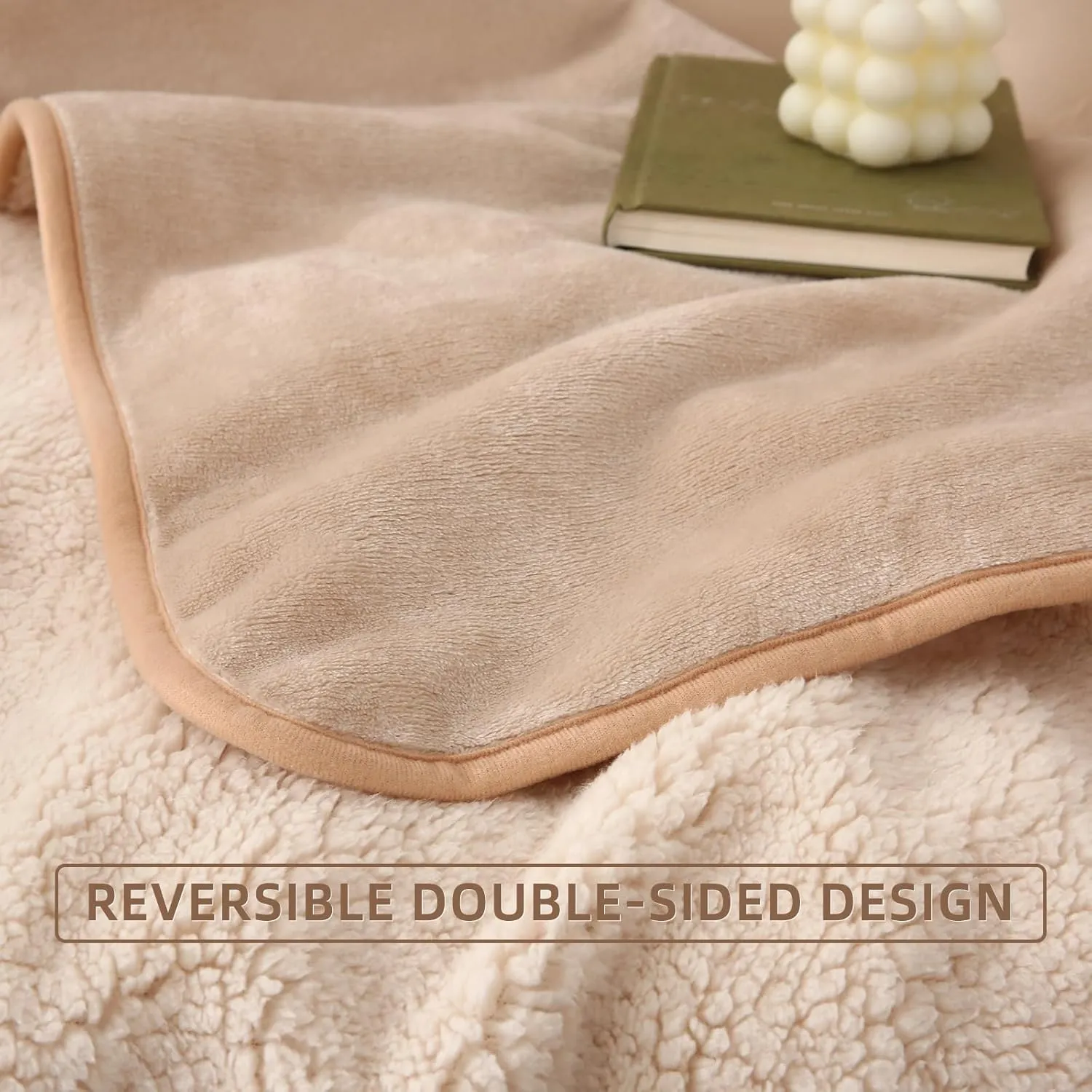 DaysU Waterproof Dog Blanket for Small Dogs - Soft Sherpa Fleece Reversible Pet Blanket, Cat Blanket Washable for Couch Protection, Warm Plush Dog Throw, 40"x50" Light Camel
