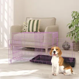 Dog Crate, 24/30/36/42/48 Inch Dog Crates for Small Medium Large Dogs Indoor, Folding Metal Dog Kennel Dog Cage with Double-Door, Divider Panel, Removable Tray, Locks and Handle, (36 Inch, Pink)