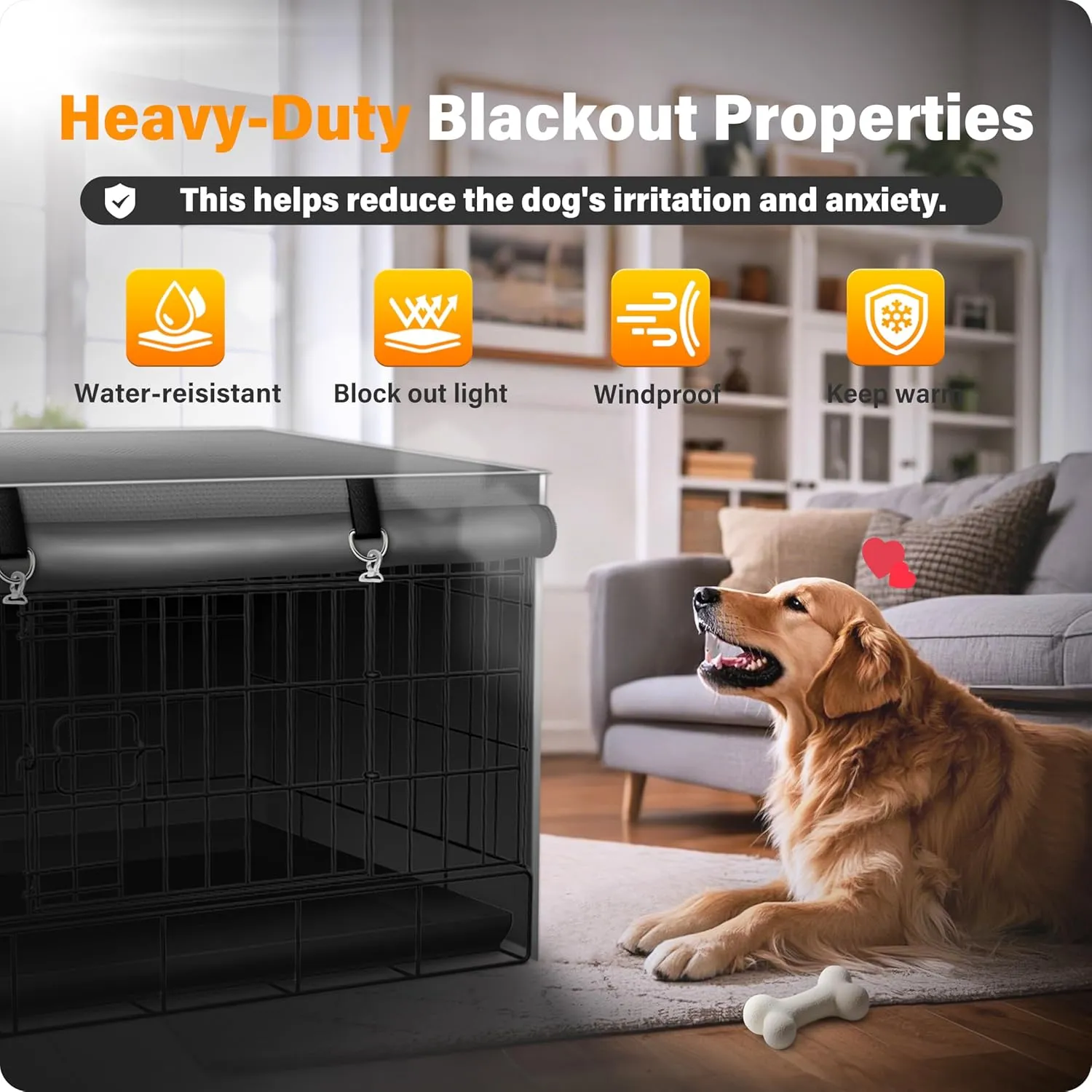 Dog Crate Cover 36 Inch Insulated & Breathable Chew-Proof  Heavy-Duty Dog Cage Cover for Sun/Rain Protection, Universal Fit Wire Crates, Anxiety Relief, Gray(Cover Only)