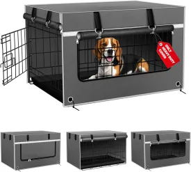 Dog Crate Cover 36 Inch Insulated & Breathable Chew-Proof  Heavy-Duty Dog Cage Cover for Sun/Rain Protection, Universal Fit Wire Crates, Anxiety Relief, Gray(Cover Only)