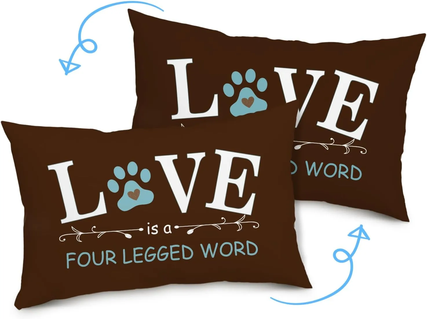 Dog Throw Pillow Covers, Dog Lovers Gifts for Woman Man Dog Mom Pet Owner, Love Is A Four Legged Word Cushion Cover Dog House Decorative Pillowcase Home Decor Sofa Couch Chair Bedroom Living Room - 04