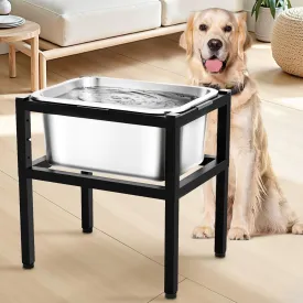Elevated Dog Water Bowl 3 Gallons, 4 Height Adjustable Raised Dog Bowl with Stand for Large Breed, Full Stainless Steel Dog Food Bowl for Relief Joint Pressure, Dog Food and Water Bowls for Large Dogs