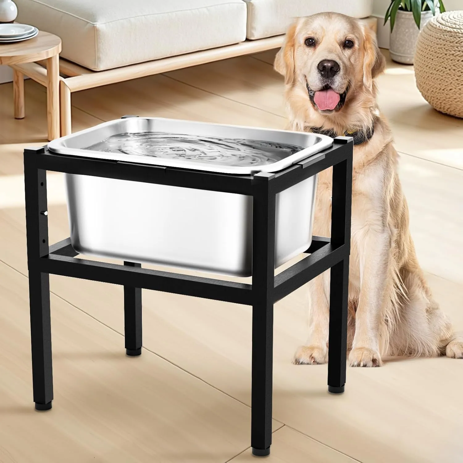 Elevated Dog Water Bowl 3 Gallons, 4 Height Adjustable Raised Dog Bowl with Stand for Large Breed, Full Stainless Steel Dog Food Bowl for Relief Joint Pressure, Dog Food and Water Bowls for Large Dogs