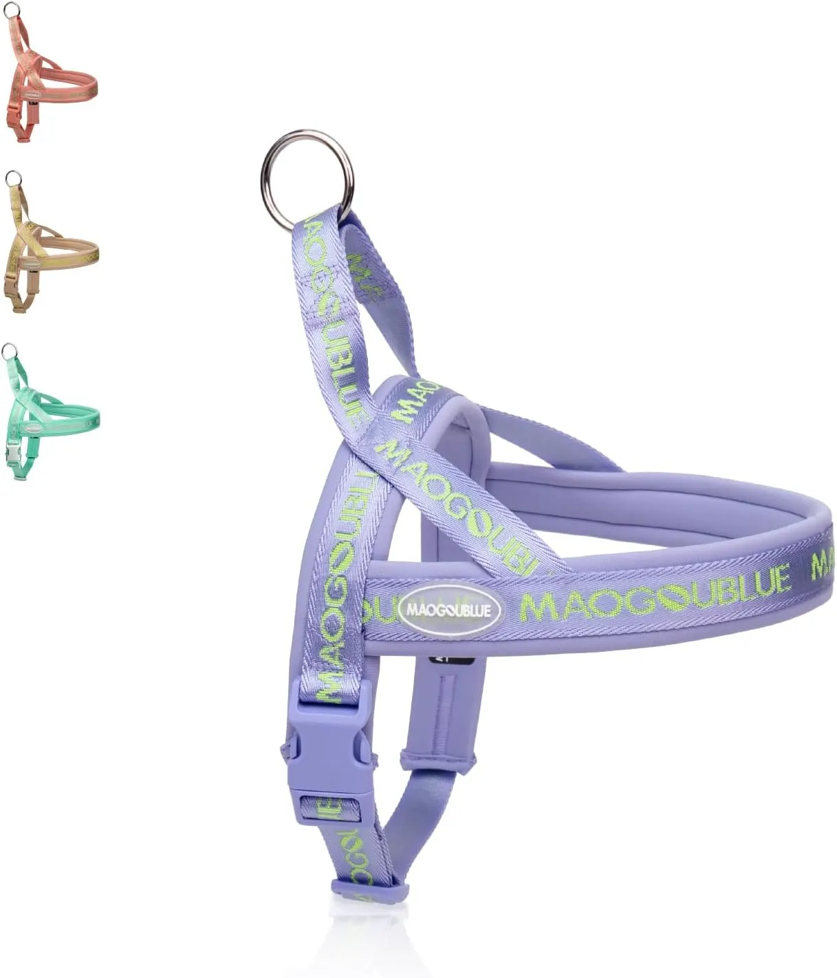 Escape-Proof Dog Harness with No-Choke Comfortable Lycra Fabric Vest and Quick-Release Buckle Easy Control Handle for Large Dogs, Easy for Training Walking (Purple, L)