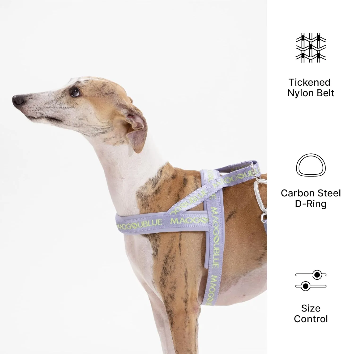 Escape-Proof Dog Harness with No-Choke Comfortable Lycra Fabric Vest and Quick-Release Buckle Easy Control Handle for Large Dogs, Easy for Training Walking (Purple, L)