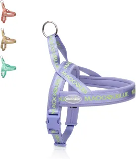 Escape-Proof Dog Harness with No-Choke Comfortable Lycra Fabric Vest and Quick-Release Buckle Easy Control Handle for Large Dogs, Easy for Training Walking (Purple, L)