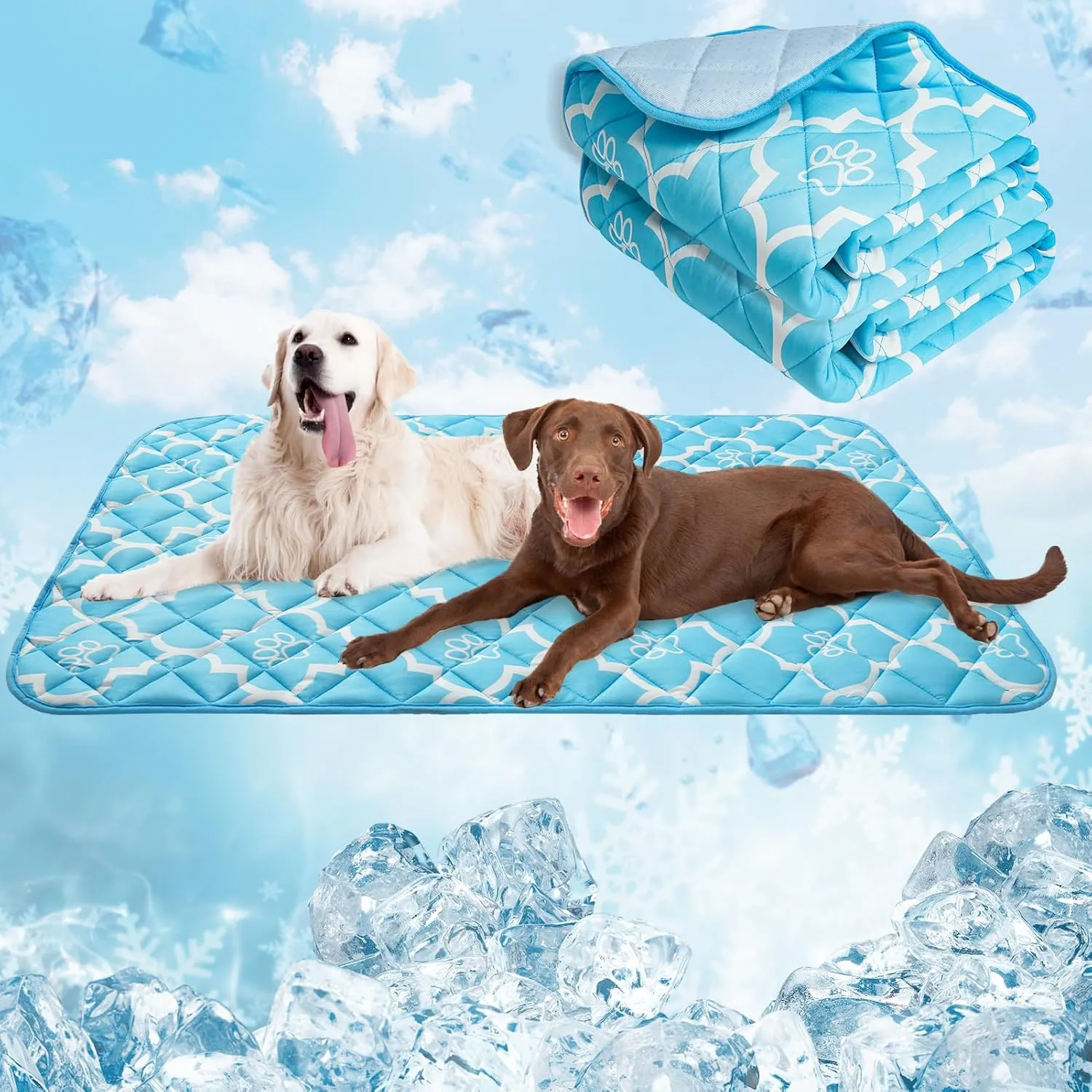 EXPAWLORER Dog Cooling Mat-28.3''*47.2'' Upgraded Extra Large Cooling Pad for Dog Dogs Cats Pets in Summer Keep Cool,Washable,Non-Slip Blanket for Grate Sofa Bed Outdoor
