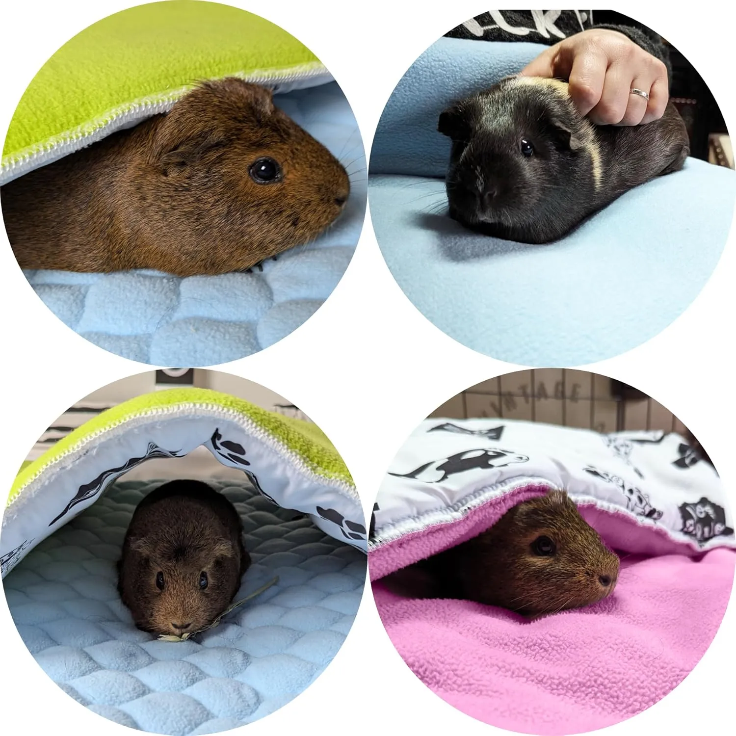 Fleece Playground for Guinea Pig and Rabbit - All in One, It's a Blanket, a Giant Tunnel, a House, a Cushion and a Bed - 23.6 x 19.7 in - Green