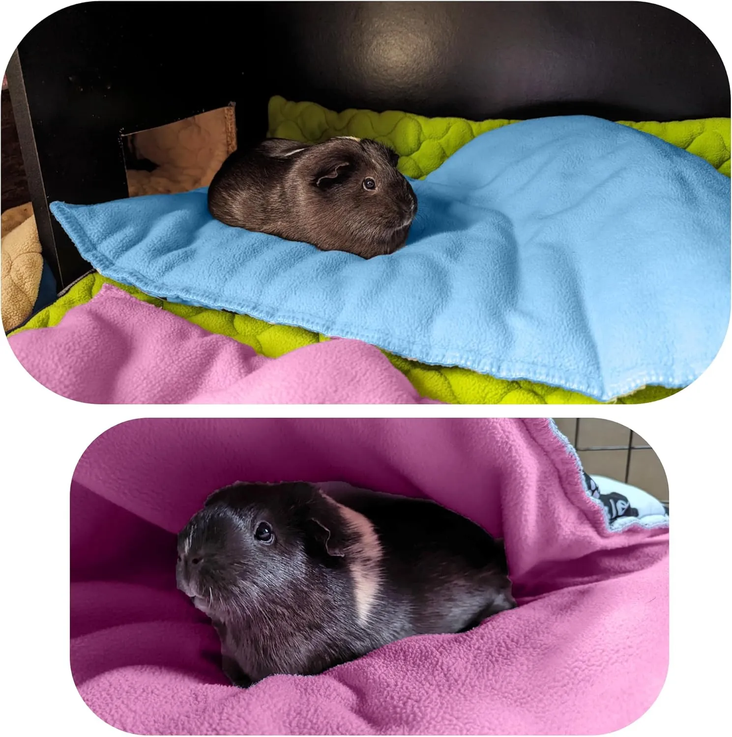 Fleece Playground for Guinea Pig and Rabbit - All in One, It's a Blanket, a Giant Tunnel, a House, a Cushion and a Bed - 23.6 x 19.7 in - Green