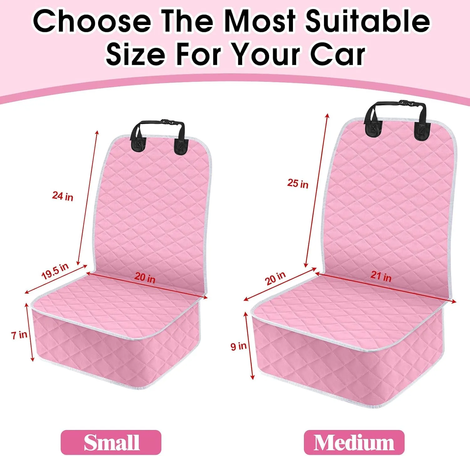Front Dog Seat Cover, Waterproof Car Seat Covers for Dogs Nonslip Scratch-Proof Dog Seat Cover Front Seat Cover for SUV, Trucks & Cars - S, Pink/Grey
