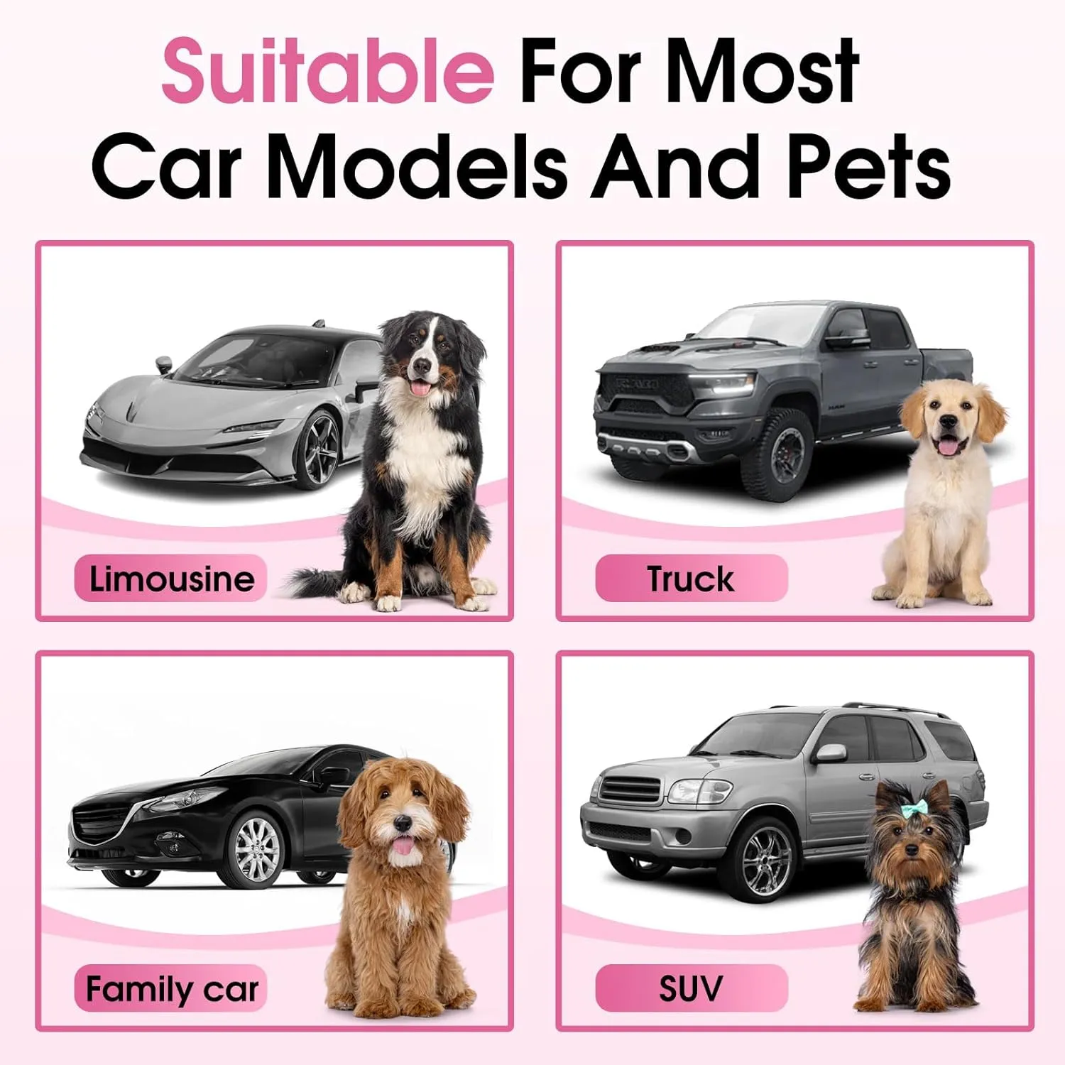 Front Dog Seat Cover, Waterproof Car Seat Covers for Dogs Nonslip Scratch-Proof Dog Seat Cover Front Seat Cover for SUV, Trucks & Cars - S, Pink/Grey