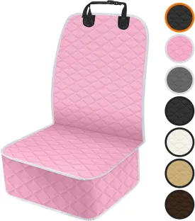 Front Dog Seat Cover, Waterproof Car Seat Covers for Dogs Nonslip Scratch-Proof Dog Seat Cover Front Seat Cover for SUV, Trucks & Cars - S, Pink/Grey