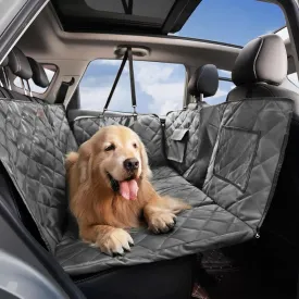 FUNNYFUZZY back seat extender for dogs, Extra-Large Hard Bottom Dog Car Seat Cover for Back Seat, 100% Waterproof Backseat Extender for Dogs, Dog Hammock for Car Dog Car Bed for Car, SUV, Truck, Grey