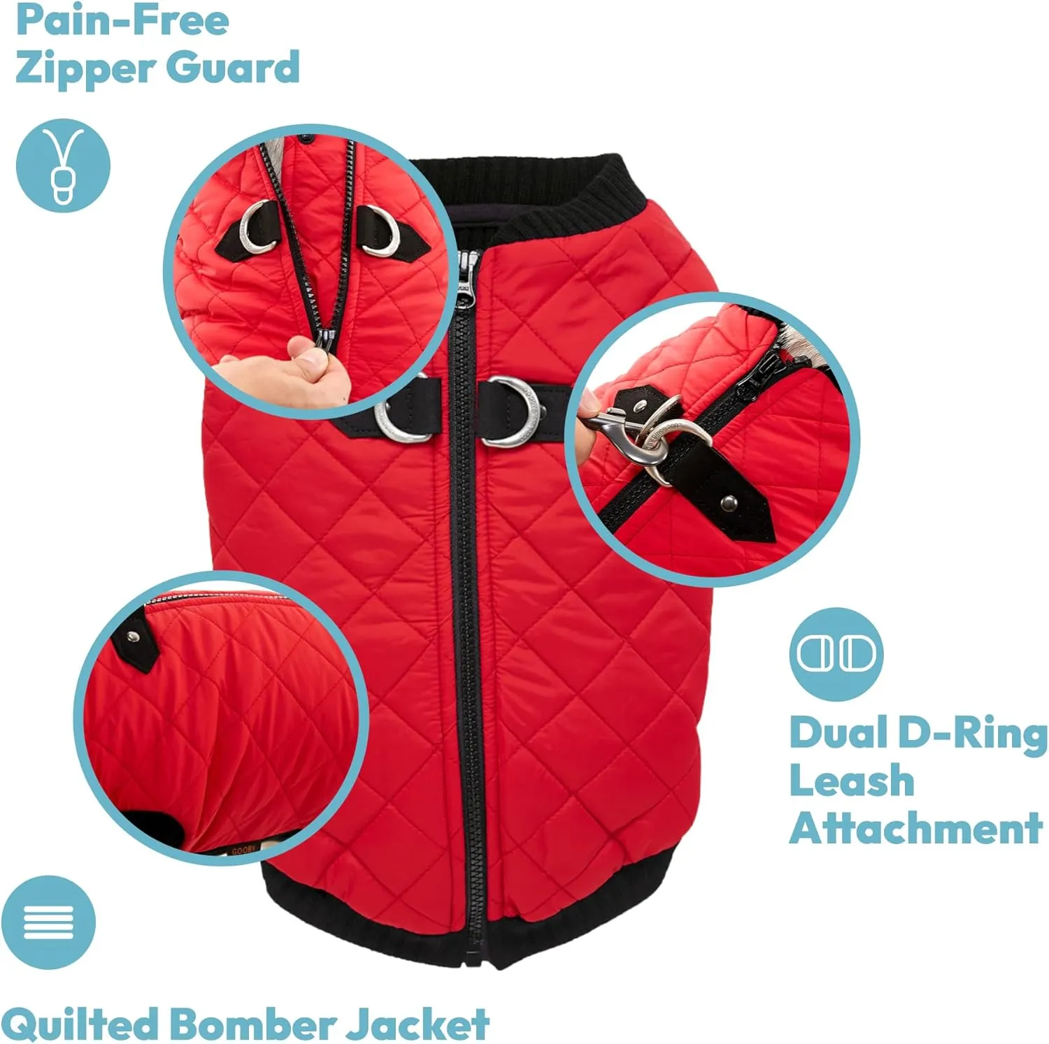 Gooby Fashion Vest Dog Jacket - Black, X-Large - Warm Zip Up Bomber Vest with Dual D Ring Leash - Winter Water Resistant Small Dog Sweater