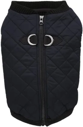 Gooby Fashion Vest Dog Jacket - Black, X-Large - Warm Zip Up Bomber Vest with Dual D Ring Leash - Winter Water Resistant Small Dog Sweater