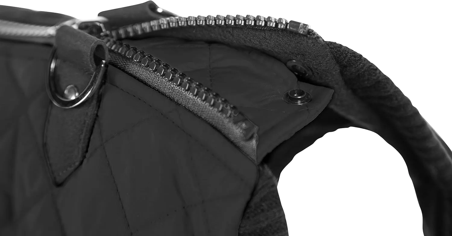 Gooby Fashion Vest Dog Jacket - Black, X-Large - Warm Zip Up Bomber Vest with Dual D Ring Leash - Winter Water Resistant Small Dog Sweater