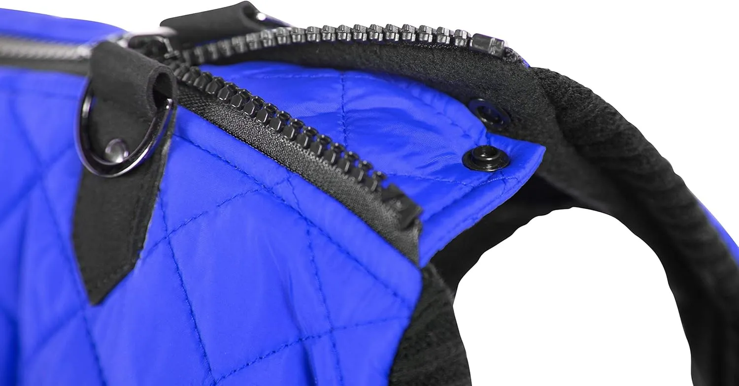 Gooby Fashion Vest Dog Jacket - Blue, X-Large - Warm Zip Up Bomber Vest with Dual D Ring Leash - Winter Water Resistant Small Dog Sweater