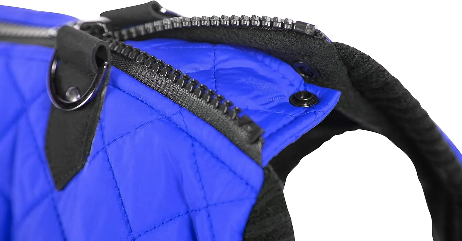 Gooby Fashion Vest Dog Jacket - Blue, X-Large - Warm Zip Up Bomber Vest with Dual D Ring Leash - Winter Water Resistant Small Dog Sweater