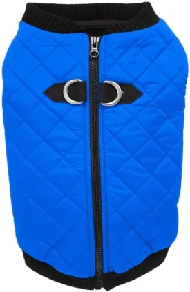 Gooby Fashion Vest Dog Jacket - Blue, X-Large - Warm Zip Up Bomber Vest with Dual D Ring Leash - Winter Water Resistant Small Dog Sweater