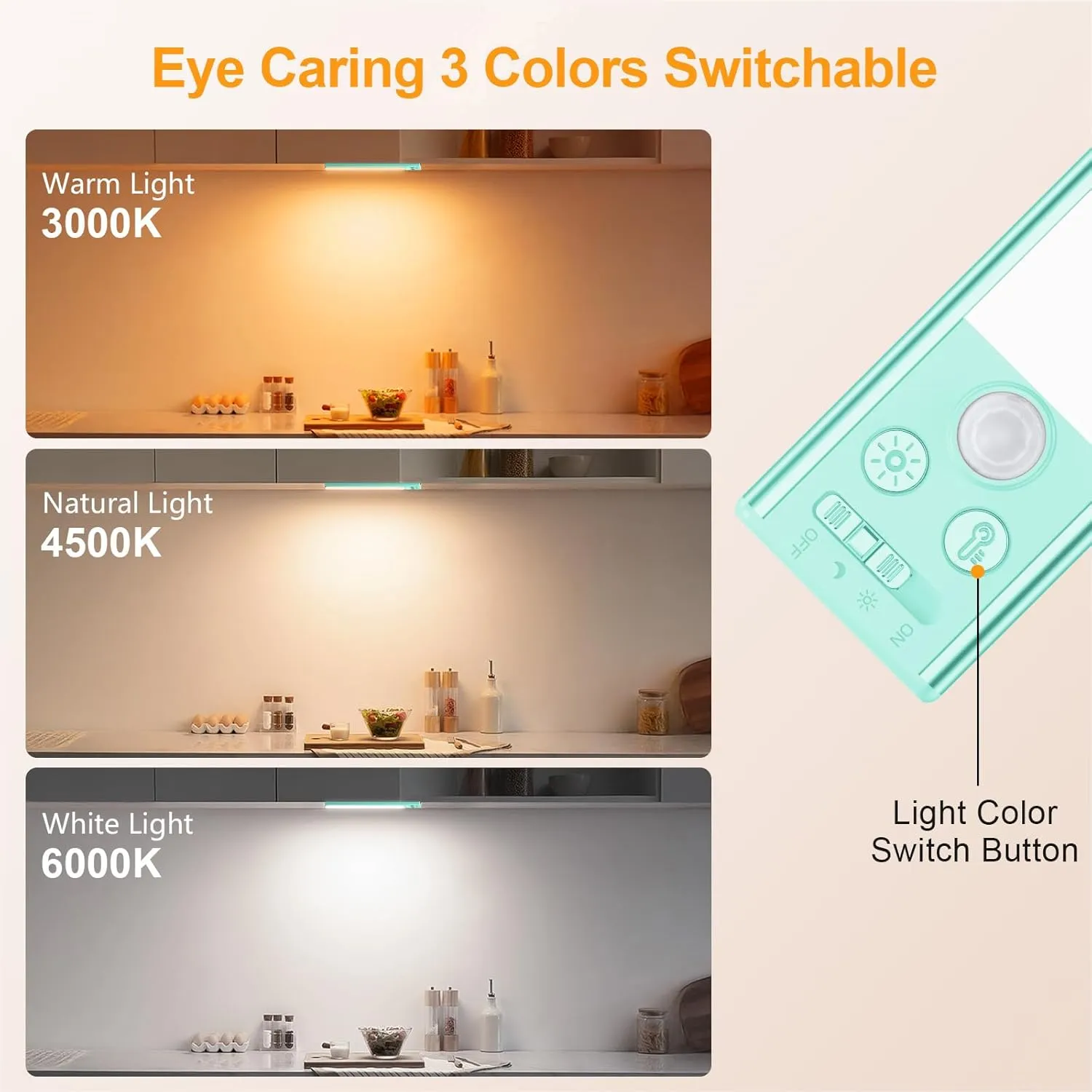 Gritin 10.2inch Under Cabinet Lighting Rechargeable -84 LED Super Bright,3-Color& 5 Level Brightness,4 Modes,Motion Sensor, Long Lasting- Easy Installation Magnetic Closet Lights -2 Pack-Blue