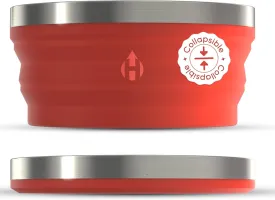 HYDAWAY Collapsible Bowl - 1 Quart (950ml) I Large Collapsible Bowls for Camping, RV, Hiking, Backpacking, Travel, Kids & Pets, Portable Dog Water Bowl, Silicone Bowls Collapse to 1-inch, Steel Rim