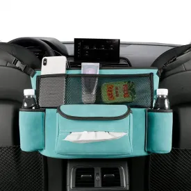 JEYODA Car Handbag Holder Between Seats Suede Large Capacity Car Purse Holder Automotive Consoles & Organizers for Document Phone Storage Car Accessories Interior (1925-style 2 blue)