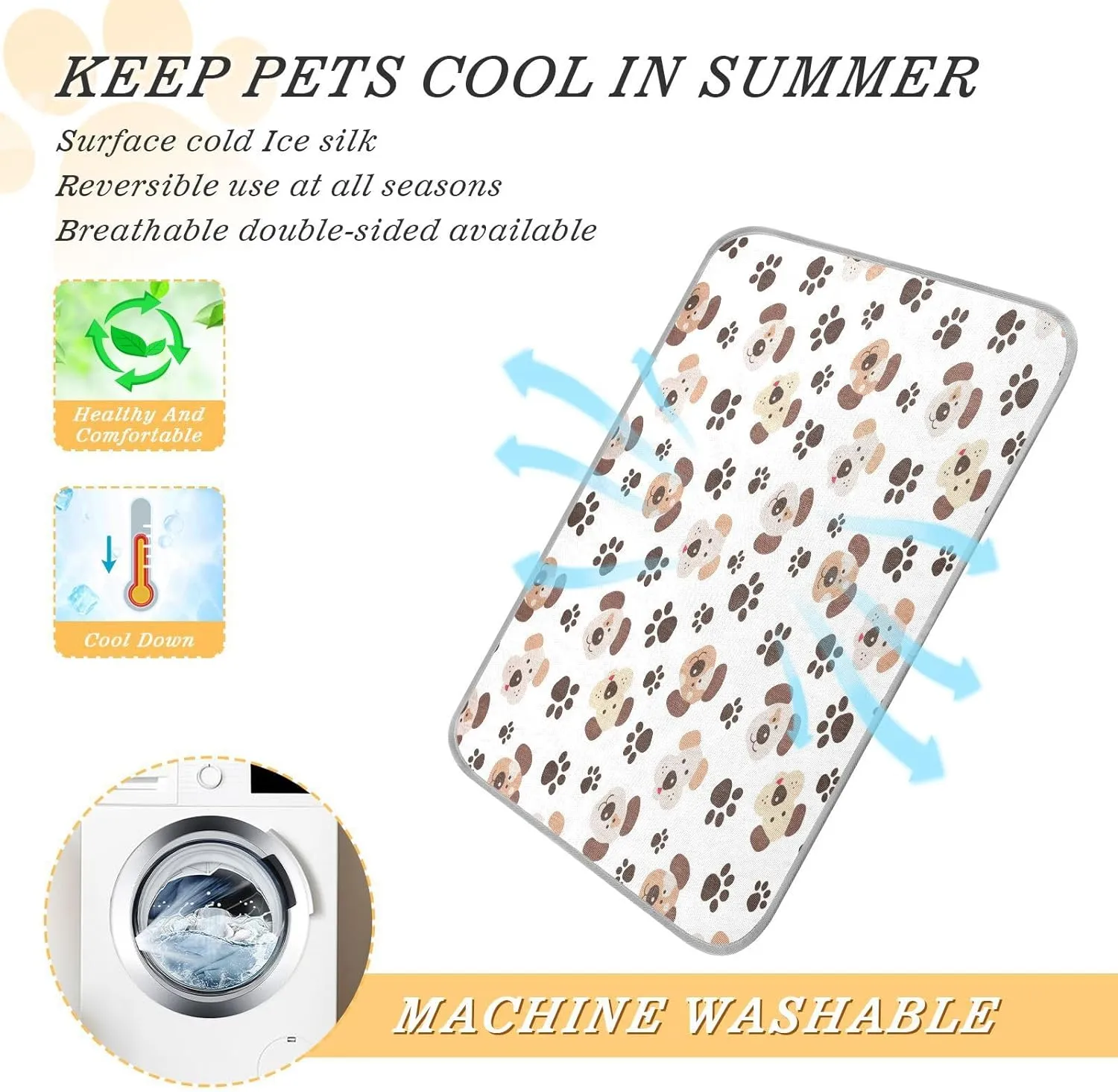 JSTEL Dog Cooling Pad Ice Silk Cooling Mat Washable Pet Cooling Mat Folding Summer Sleeping Mat 23.6x38.6 inch, Non-Toxic Gel, No Water or Electricity Needed for This Dog Cooling Pad,8